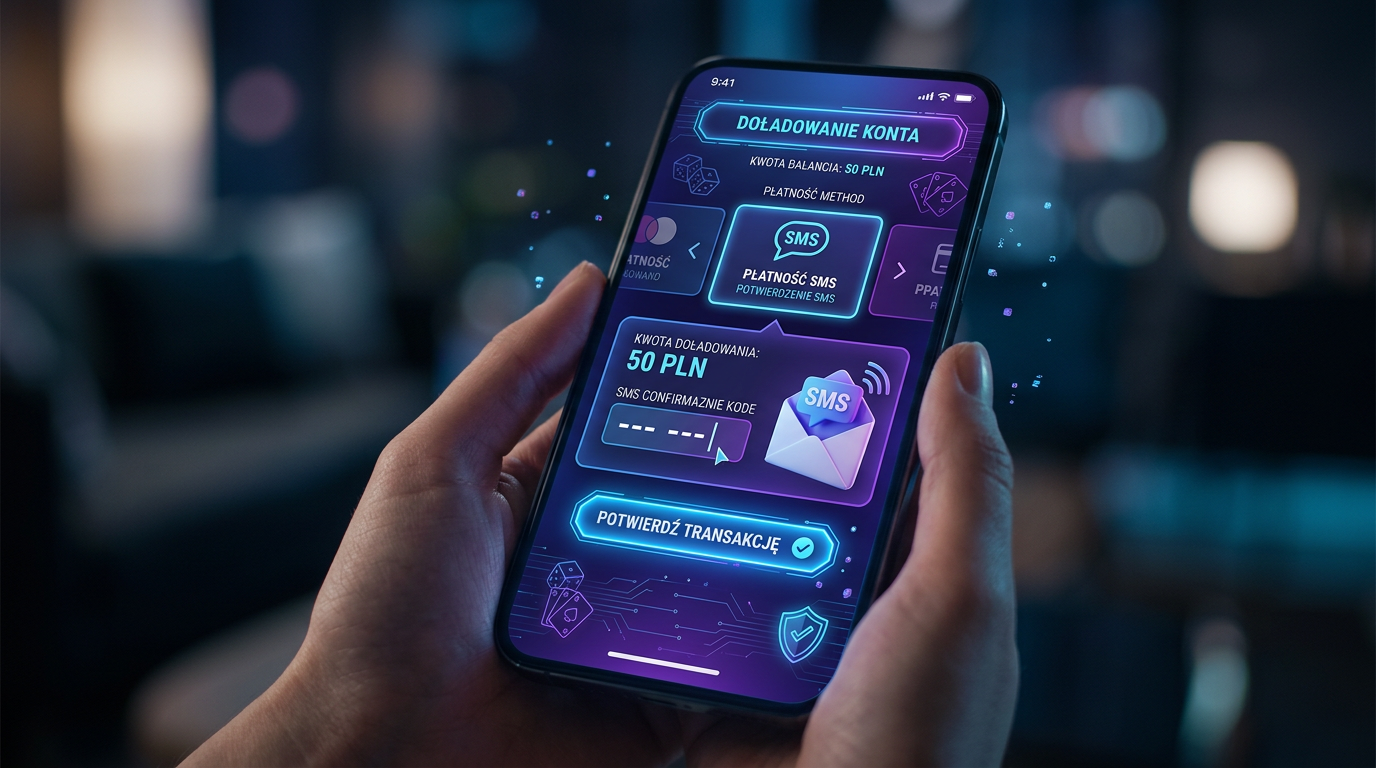 Nowoczesny smartfon z interfejsem płatności SMS w kasynie online